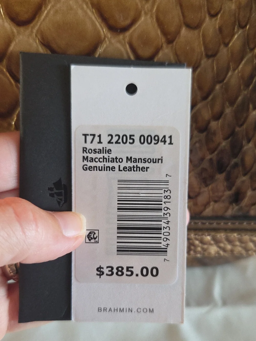 Brahmin Rosalie Shoulder Bag Macchiato Mansuri Python Snake Print NWT